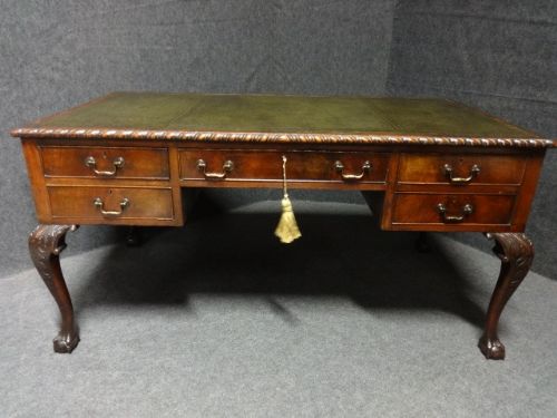 A Good Freestanding Mahogany Partners Desk