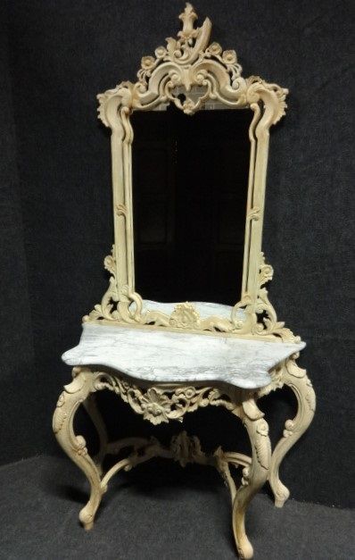 A Painted Console Table and Mirror