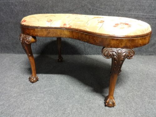 Stunning Burr Walnut  Kidney Shaped Duet Stool