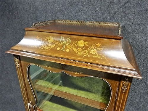 fig 1. Victorian Marquetry and Mahogany Display Cabinet