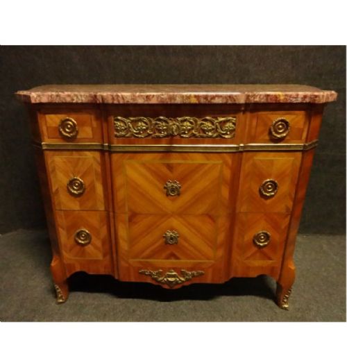 Outstanding French Tulipwood Inlaid Commode Chest of Drawers