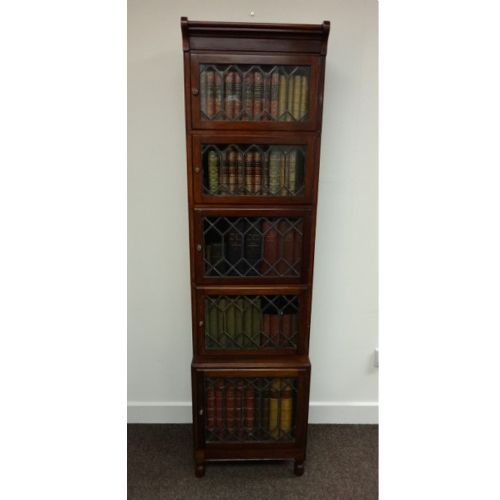 Leaded Mahogany Bookcase of Slim Proportions