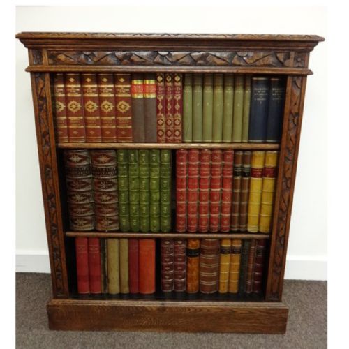Carved Oak Open Bookcase