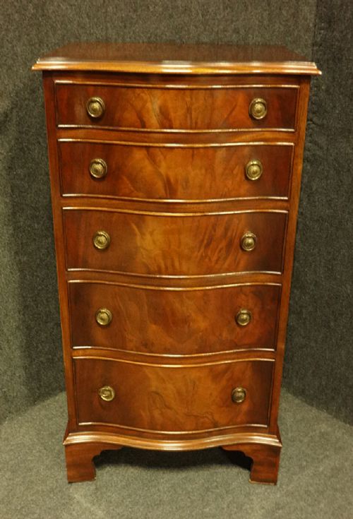 Tall Mahogany Serpentine Chest of Drawers