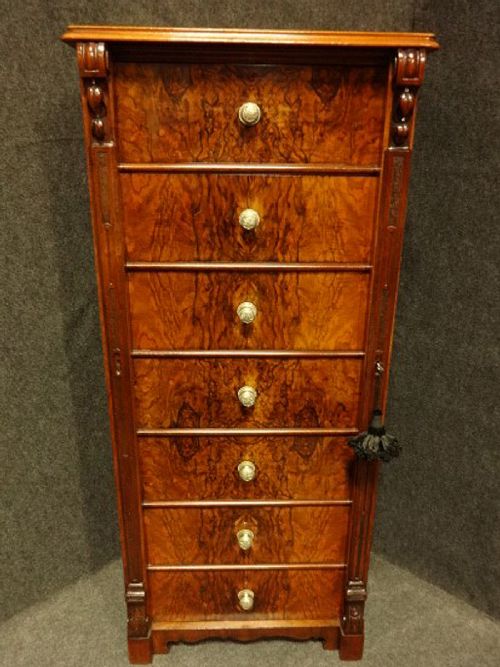 Burr Walnut Wellington Chest of Drawers