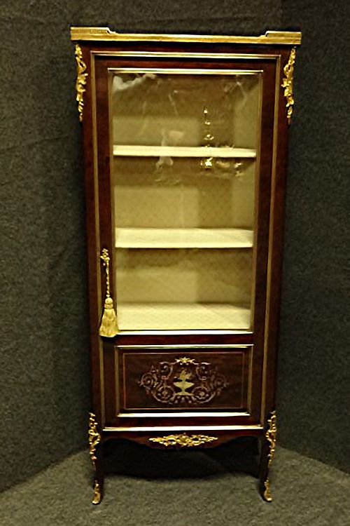 Mahogany and Brass Inlaid  Display Cabinet Vitreen