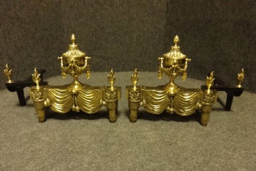 Stunning Pair of Brass Andirons