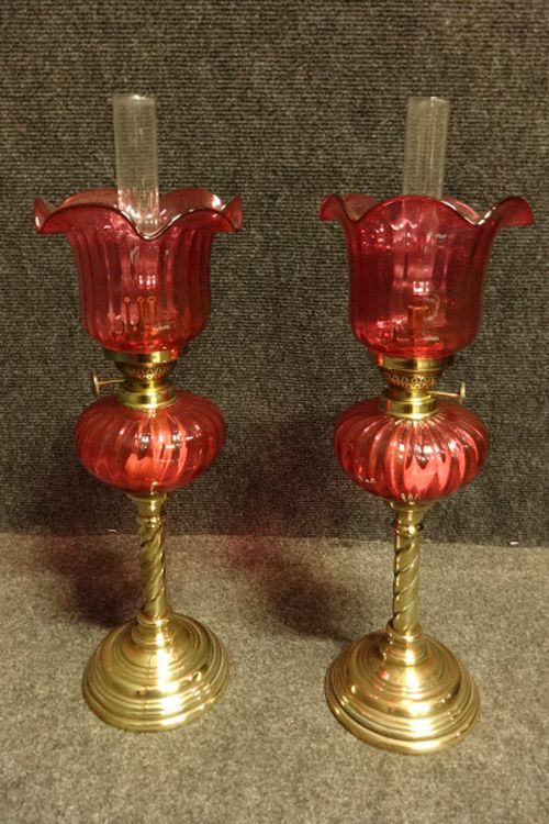 Good Pair Cranberry Oil Lamps