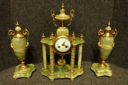 Stunning Onyx Clock Garniture