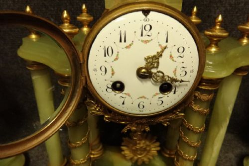fig 1. Stunning Onyx Clock Garniture