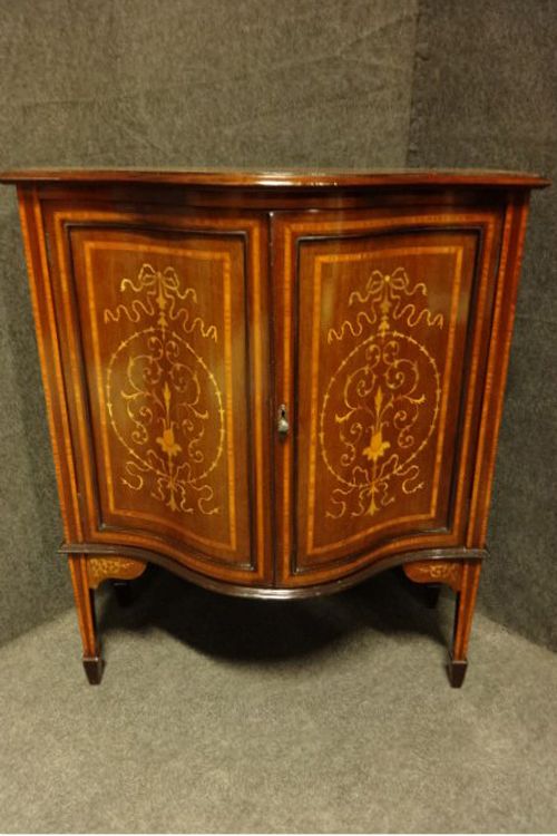 Inlaid Mahogany Serpentine Side Cabinet