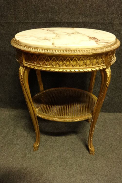 Louis Xv1 Giltwood and Marble Occasional Table