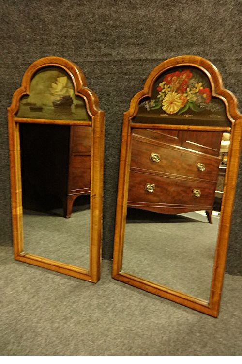 Pair Walnut Framed Mirrors