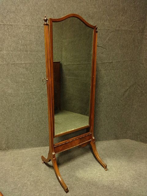 Edwardian Mahogany Cheval Mirror