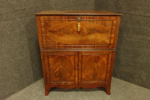Regency Mahogany Inlaid Secretaire Cabinet Stamped Gillow