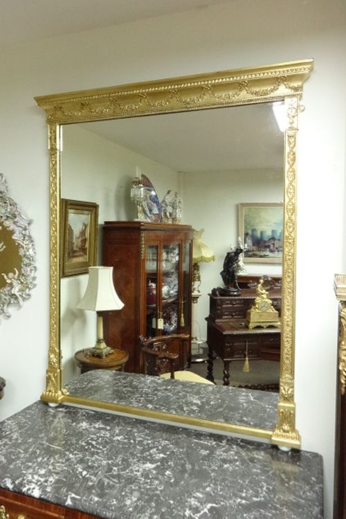 Outstanding English Gilt Overmantle Mirror
