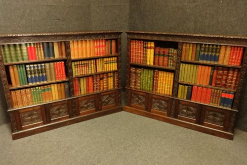 Good Pair Oak Library Bookcases