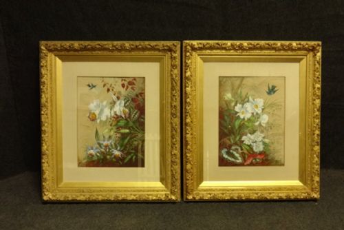 Large Pair Signed Victorian Watercolours
