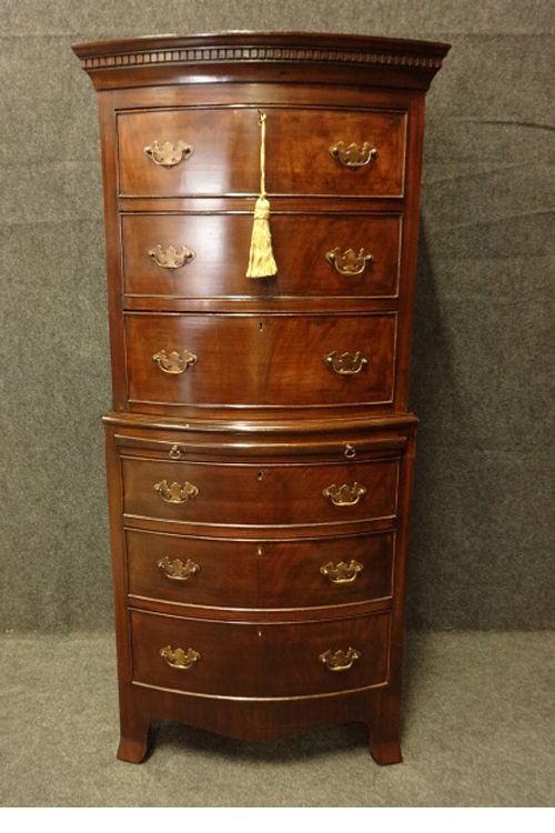 Good Mahogany Bow Front Chest on Chest