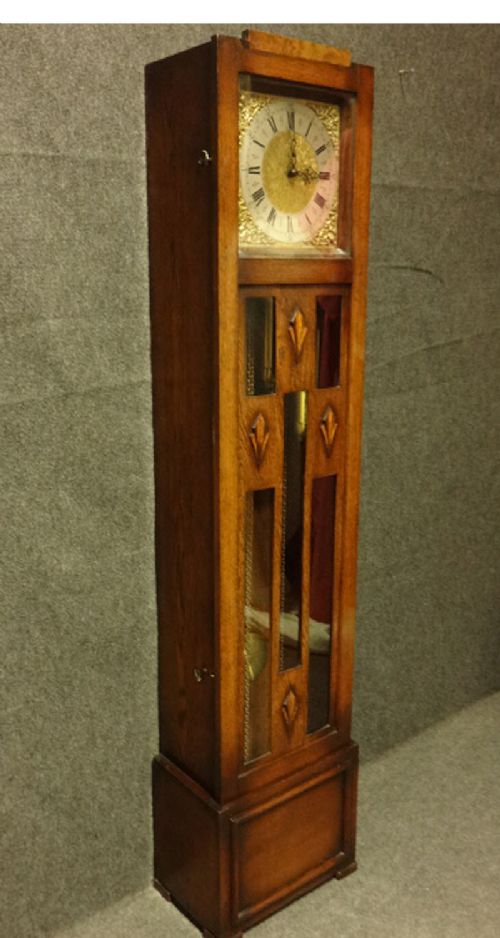 Art Deco Oak Longcase Clock