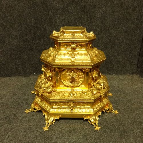 Outstanding  French Gilt Bronze Table Jewellery Casket