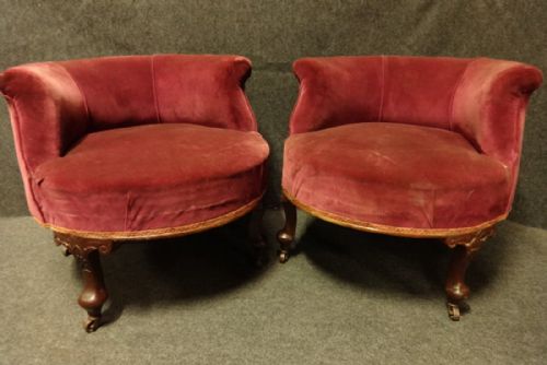 Pair Mahogany Framed Tub Chairs