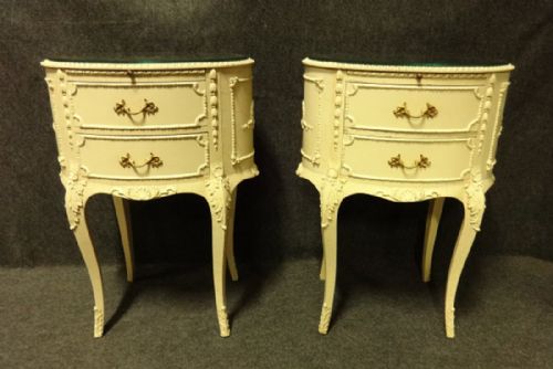 Pair of Cream  Oval  Bedside Cabinets