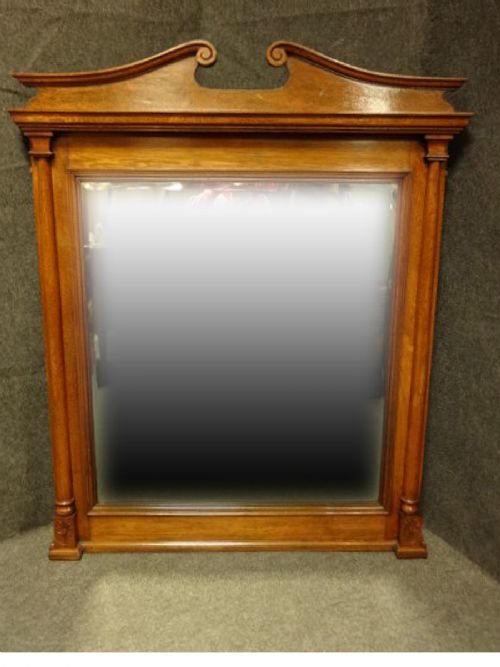 Very Good Oak Overmantle Mirror