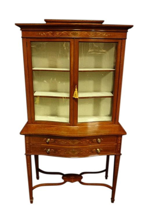 Top Quality Inlaid Mahogany Serpentine Display Cabinet