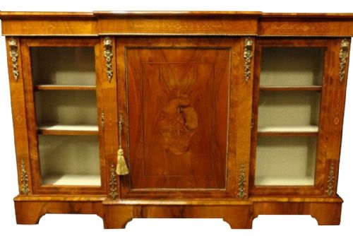Lovely Victorian Inlaid Walnut Credenza Bookcase