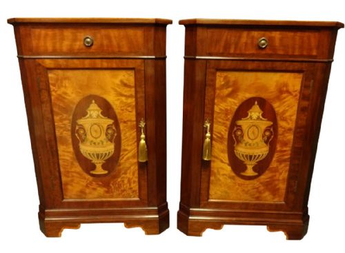 A Very Good Pair of Inlaid Corner Cupboards