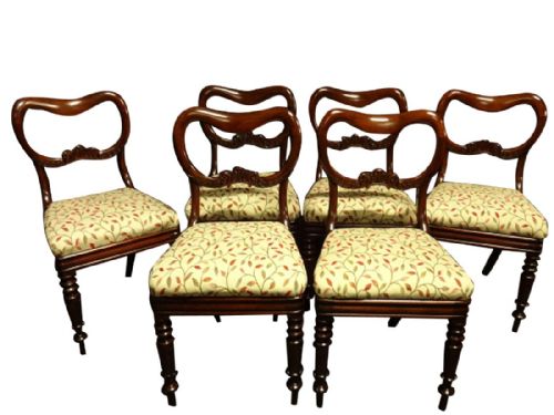 Top Quality Set of Six Mahogany Balloon Backed Dining Chairs