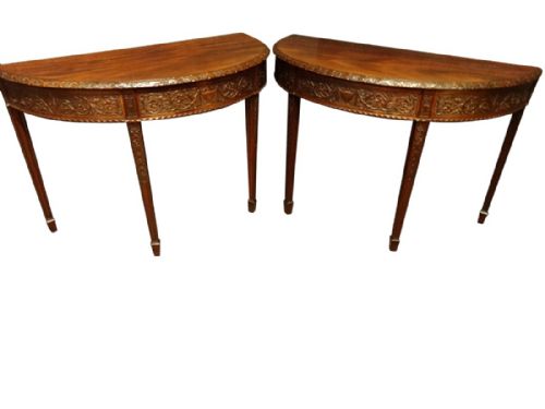 Outstanding Pair of Mahogany Console Tables