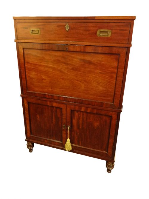 Excellent Quality Mahogany Campaign Secretaire