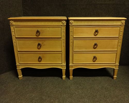 Pair French Pine Bedside Chest of Drawers