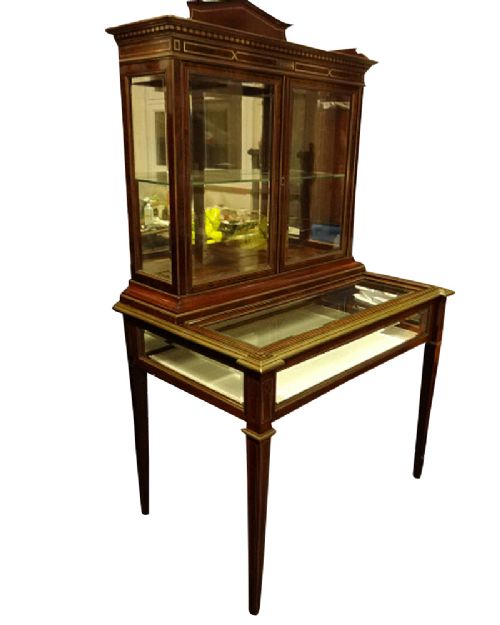 Outstanding Brass Inlaid Bijouterie Display Cabinet