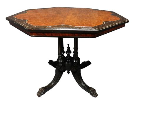Outstanding Ebony and Amboyna Centre Table