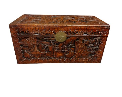 Carved Camphor Wood Chest