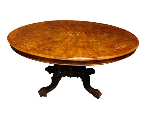 Beautiful Burr Walnut Inlaid Dining Table