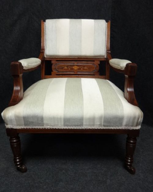 fig 1. Pair Mahogany and Rosewood Inlaid Easy Chairs