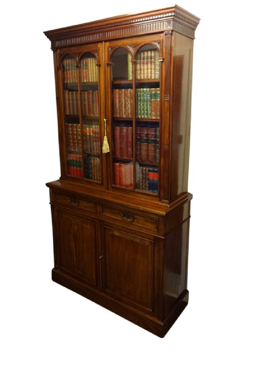 Excellent Quality Mahogany Bookcase on Cupboard