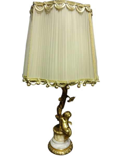 Very Good Gilt Ormlou and Marble Lamp