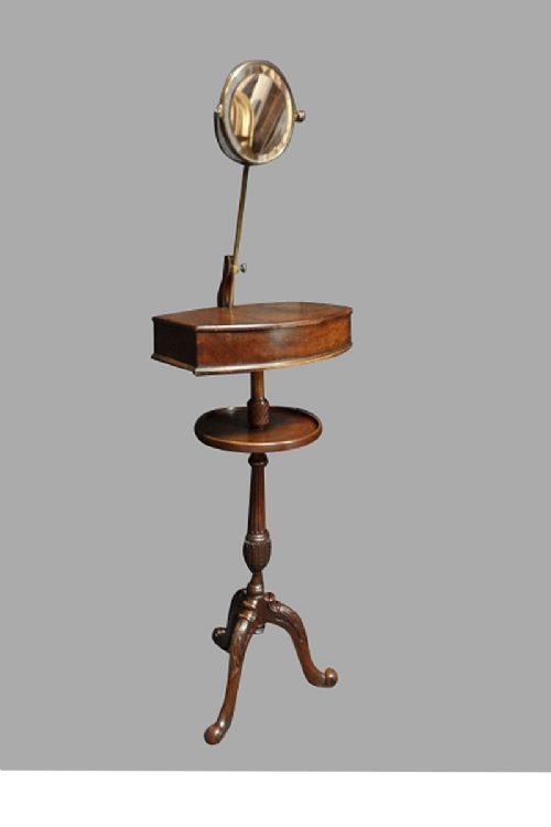 Antique Mahogany and Brass Shaving Mirror
