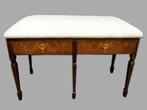 Beautiful Edwardian Rosewood Inlaid Duet Stool