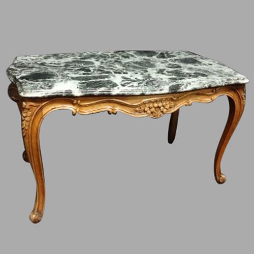 Good French Walnut Coffee Table with Marble Top
