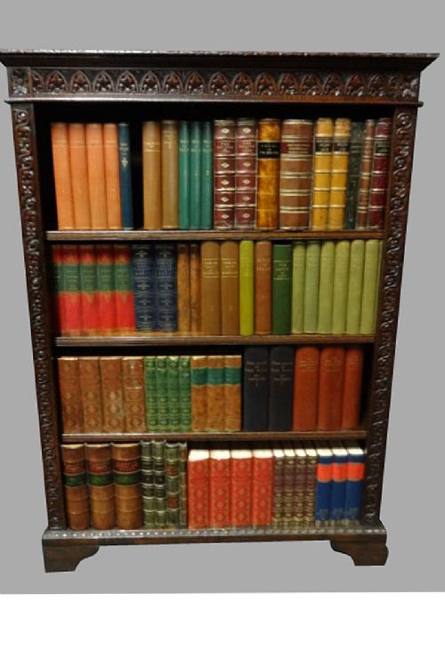 Good Carved Oak Adjustable Open Bookcase