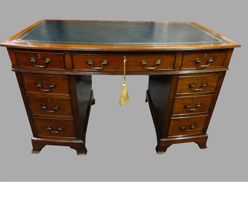 Good Mahogany Bowed Front Pedestal Desk