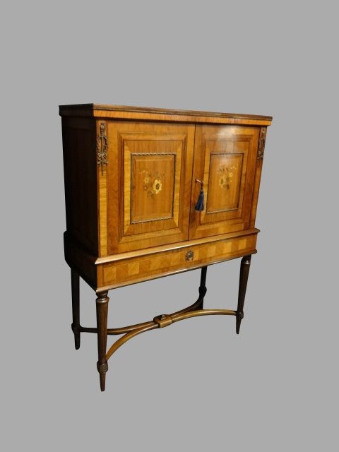 Walnut and Kingwood Marquetry Cabinet on Stand