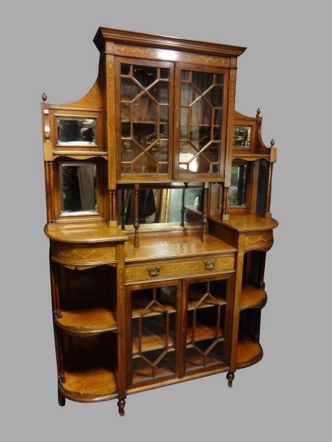 Superb Mahogany Inlaid Chiffonier Cabinet