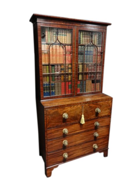 Magnificent Inlaid Regency Secretaire Bookcase